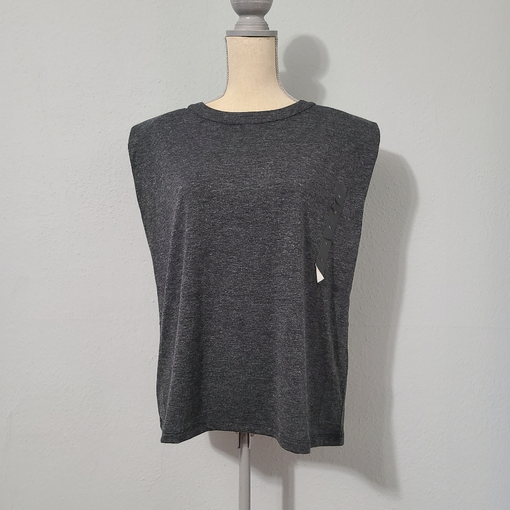 Banana Republic Heather Black Sleeveless Jersey Tank W/Shoulder Pads NWT Size XL